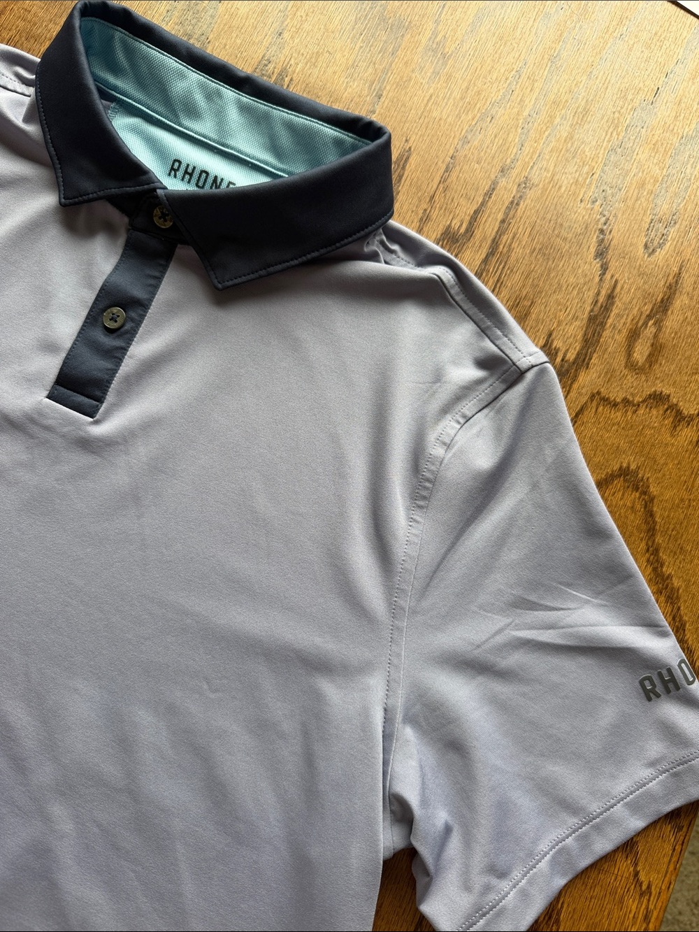 RHONE Light lavender Polo with Navy Contrast Collar